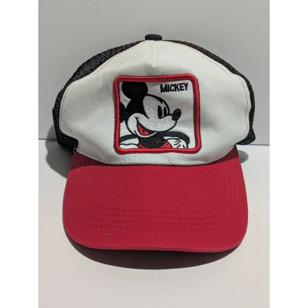 Disney Mickey Mouse Trucker Hat Red White Black Mesh‎ Snapback Cap